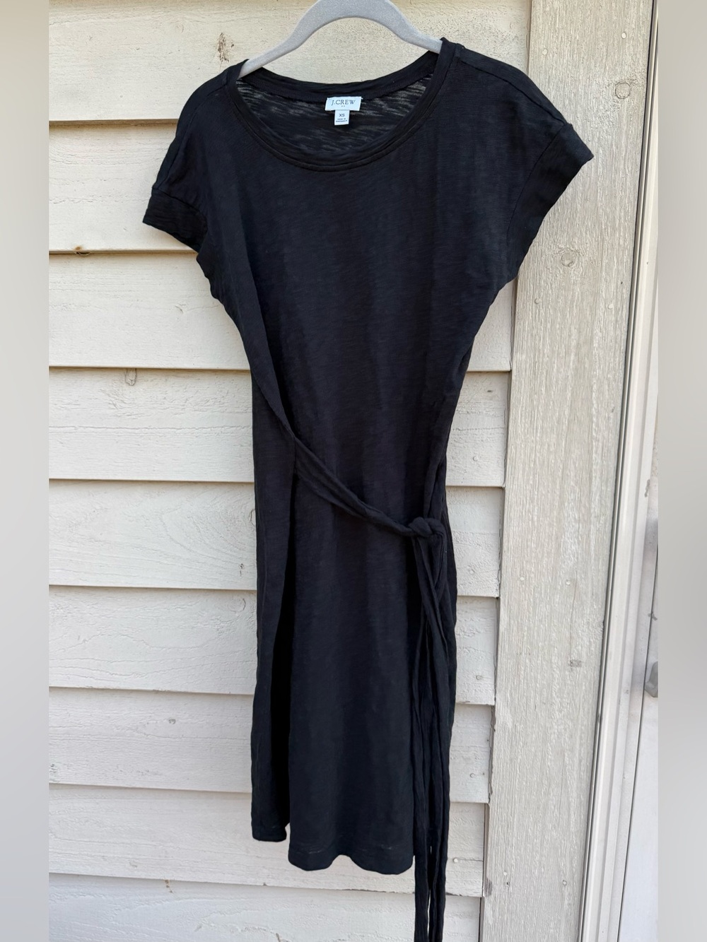 J. Crew Charcoal Black Tie-Waist Short Sleeve Tee Dress